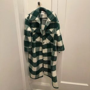 Zara Green Plaid Wool Coat